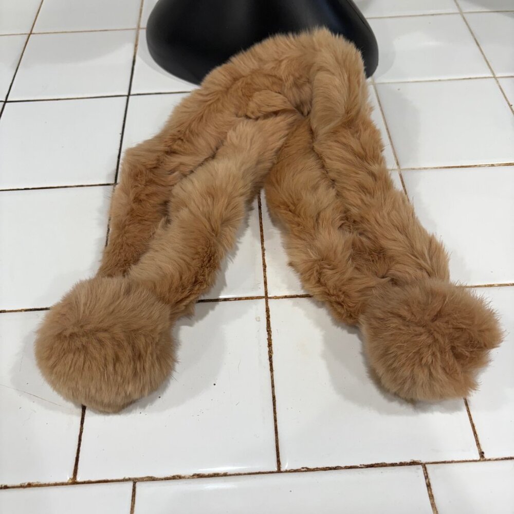 NWOT Camel/Tan Color Rabbit Fur Scarf - Picture 4 of 4
